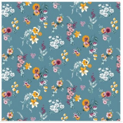 Textilwachstuch - Flowery by Poppy rauchblau